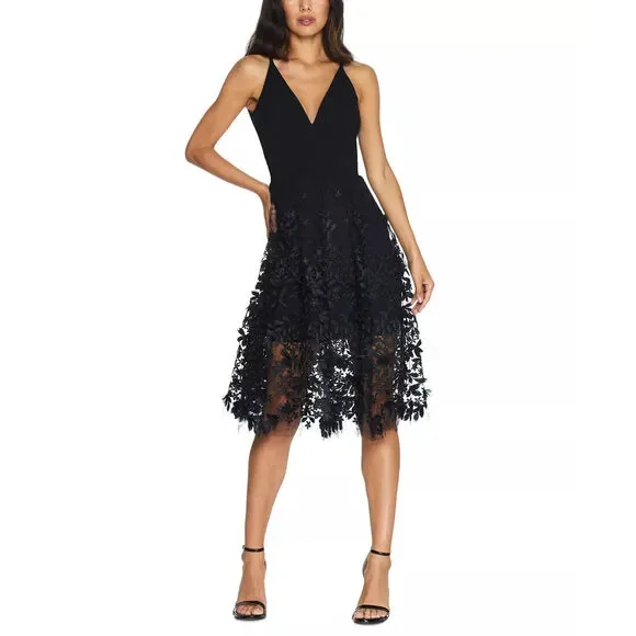 open lace back dress Dress The Population Women's Sophia Midi Dress - Blue - Size L
